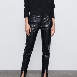 Zara Black Faux Leather Pants
